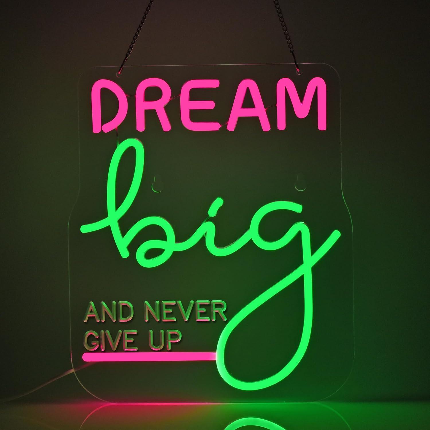 Home Gym Neon Sign - Letreiro Neon Dream Big, Luzes LED