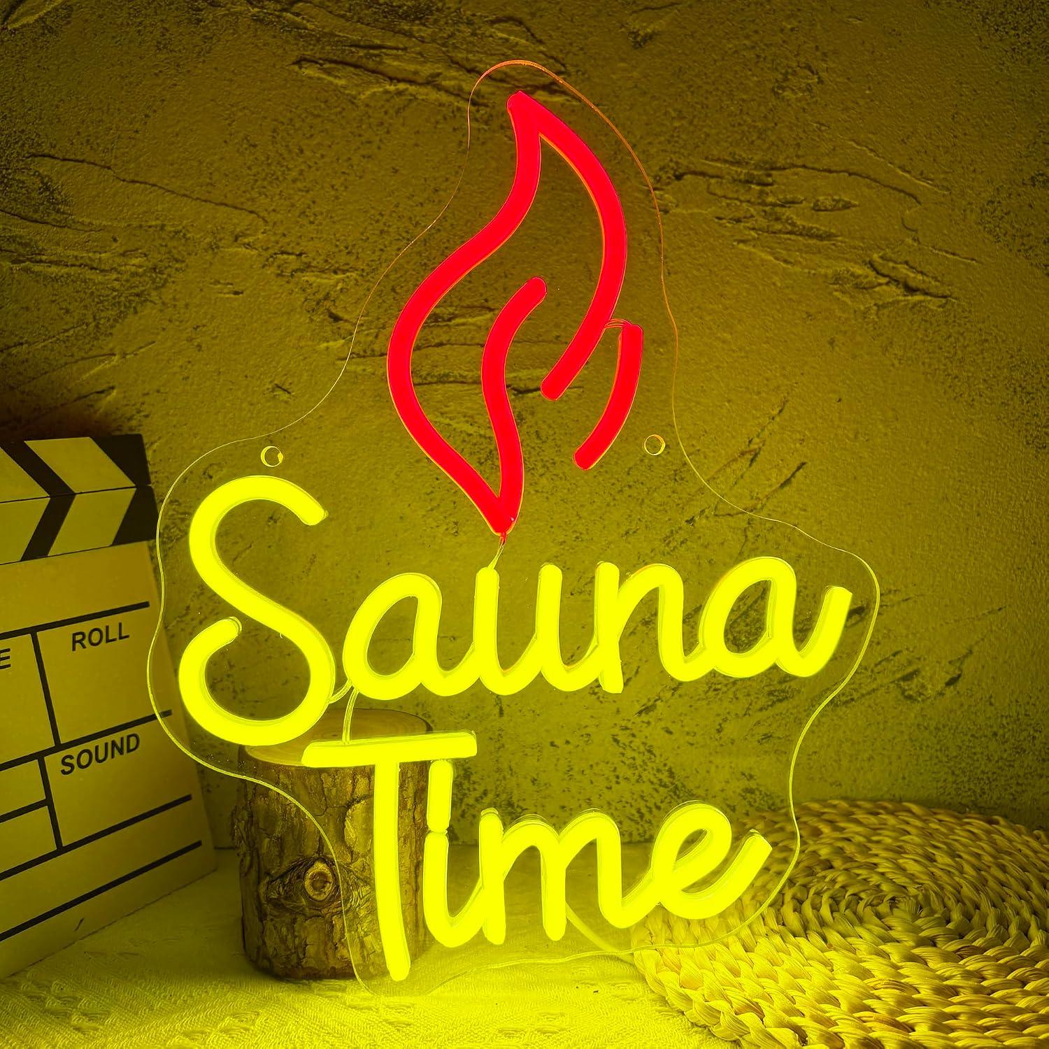 Home Gym Neon Sign - Letreiro Neon Sauna Time com Luzes