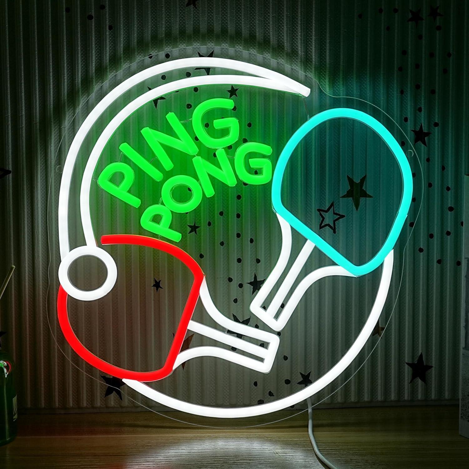 Home Gym Neon Sign - Letreiro Neon Ping Pong com Luz