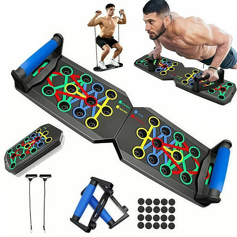 Home Gym Kit For Men - Plataforma Dobrável para Flexões com Faixas