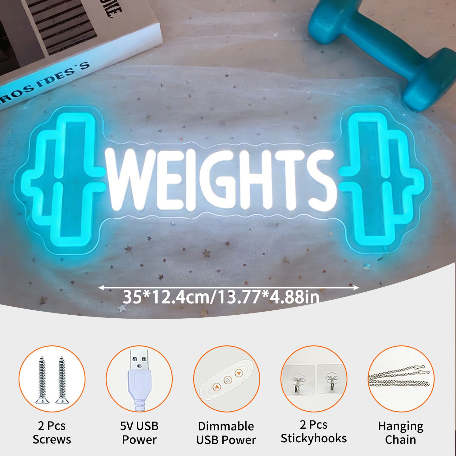 Letreiro Neon LED de Halteres  - Home Gym Neon Sign avaliação e preço