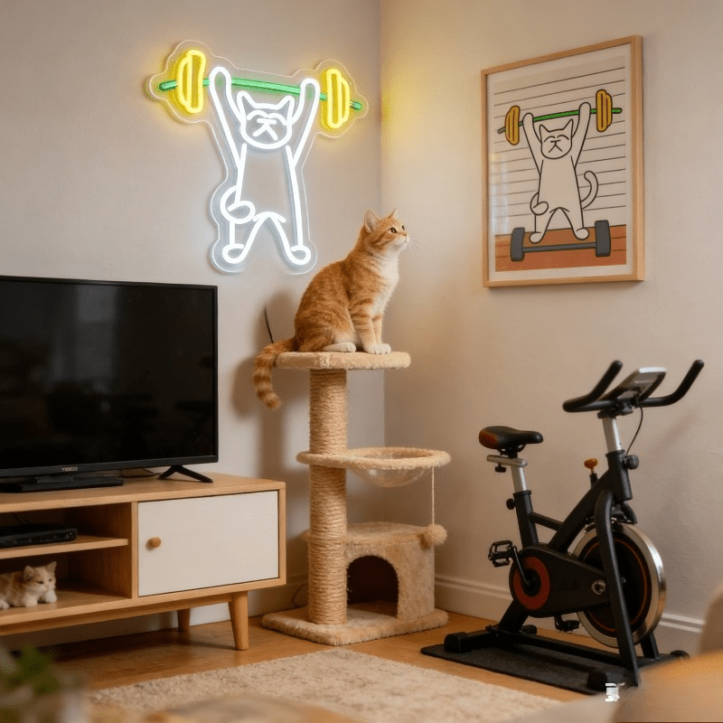 Letreiro Neon LED Gato Levanta - Home Gym Neon Sign avaliação e preço