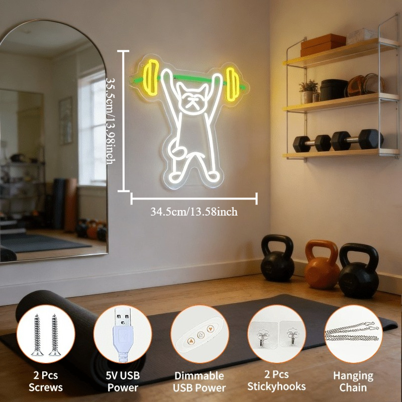 Letreiro Neon LED Gato Levanta - Home Gym Neon Sign avaliação e preço