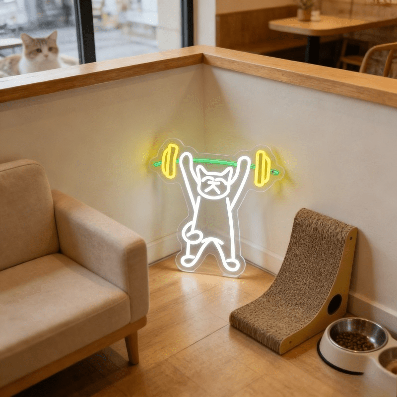 Letreiro Neon LED Gato Levanta - Home Gym Neon Sign avaliação e preço