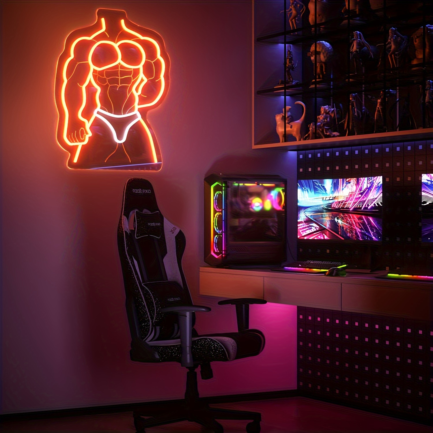 Homem muscular sinal de néon l - Home Gym Neon Sign avaliação e preço