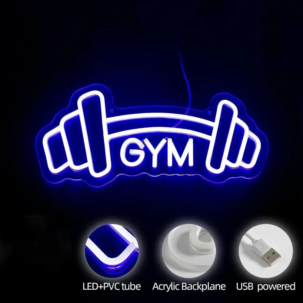 Haltere Em Forma De Sinal De N - Home Gym Neon Sign avaliação e preço