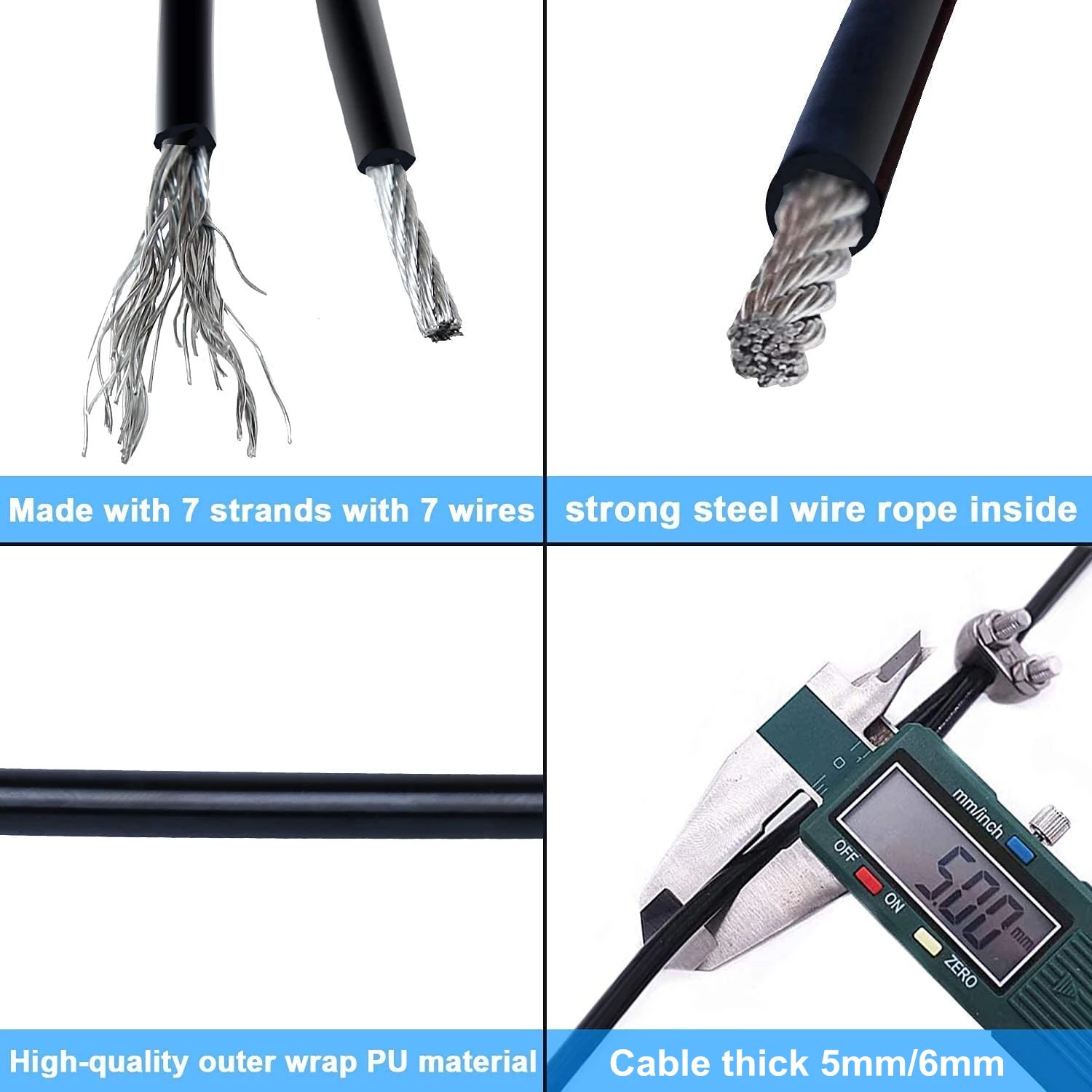 100 metros 4/5/6mm de espessur - Cable Pulley System avaliação e preço